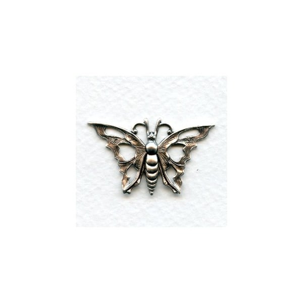 Art Deco Style Pierced Butterfly Oxidized Silver 35mm (6)