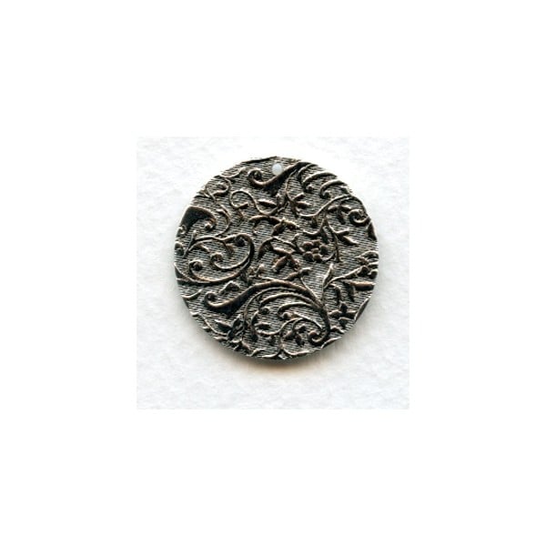Floral Patterned Drops Oxidized Silver 26mm (6)
