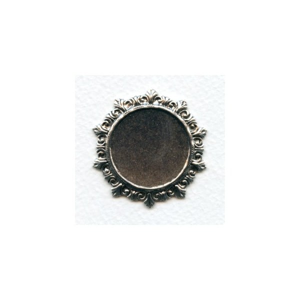 Rococo Style Solid Back Setting Oxidized Silver 27mm (1)