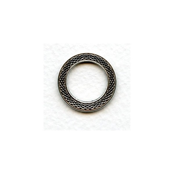 Cross-Hatched Texture Porthole Settings Oxidized Silver 22.5mm (3)