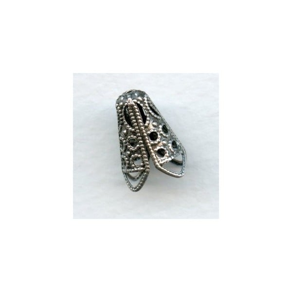 Filigree Cone Bead Caps 12mm Oxidized Silver (12)