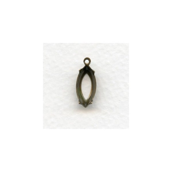 Navette Pronged Settings Oxidized Brass 15x7mm (12)