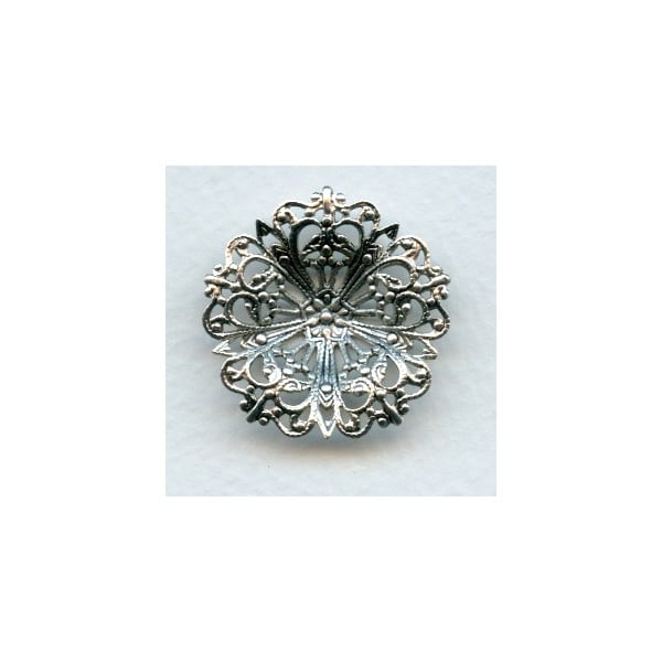 Round Flower Shaped 29mm Filigree Oxidized Silver (3)