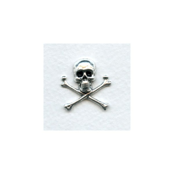 Skull and Crossbones 21mm Oxidized Silver (6)