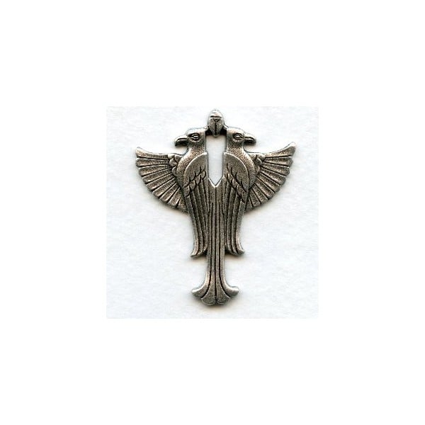 Egyptian Double Falcon Stamping Oxidized Silver 45mm