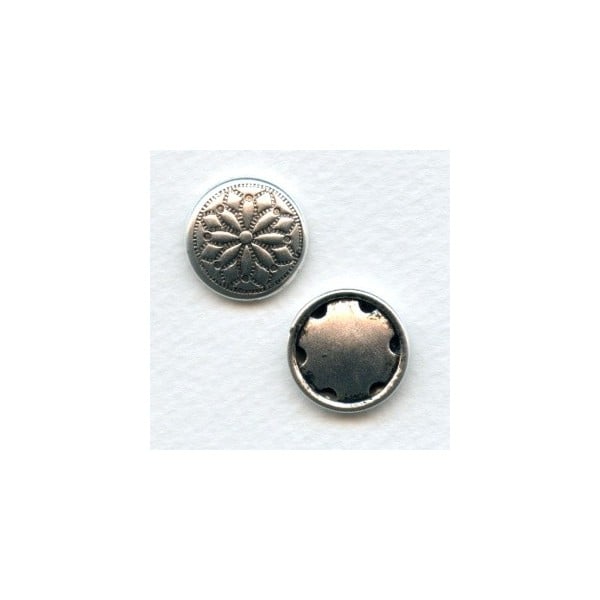 ^Fancy Button Stampings Oxidized Silver 18mm (6)