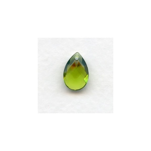 Briolette Olivine 13x8.5mm Pear Shape Glass Pendant