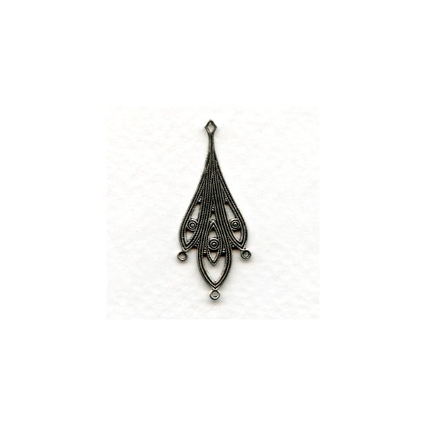 Filigree Detail Connectors 36mm Oxidized Silver (6)