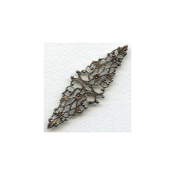 Elegant Filigree Stampings Oxidized Silver (3)
