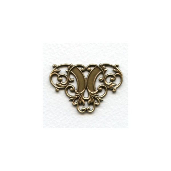 Floral Ornamental Openwork Stampings Oxidized Brass Triangle (4)