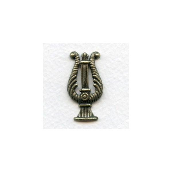 Vintage Rare Lyre Oxidized Brass Stamping (1)