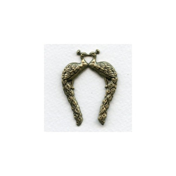 ^Vintage Rare Oxidized Brass Double Peacocks Stamping (1)