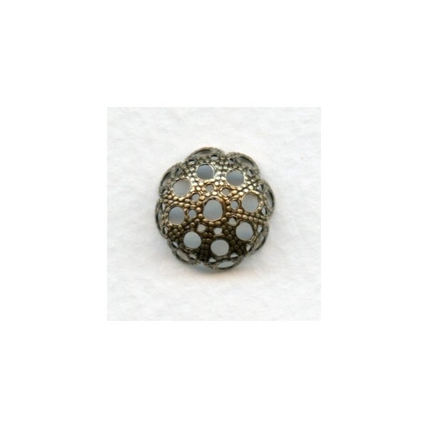 Round Filigree Bead Caps 14mm Oxidized Brass (12)