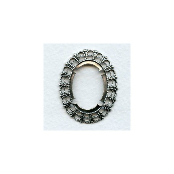 Filigree Open Back 25x18mm Settings Oxidized Silver (6)