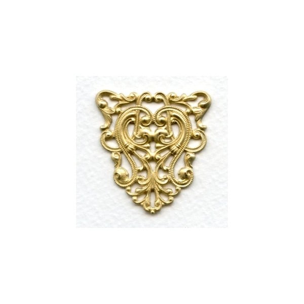 Filigree Ornate Triangle 40mm Stamping Raw Brass (1)