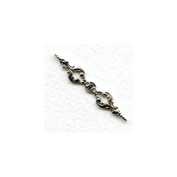 Ornate Prongs Oxidized Silver 40mm (12)