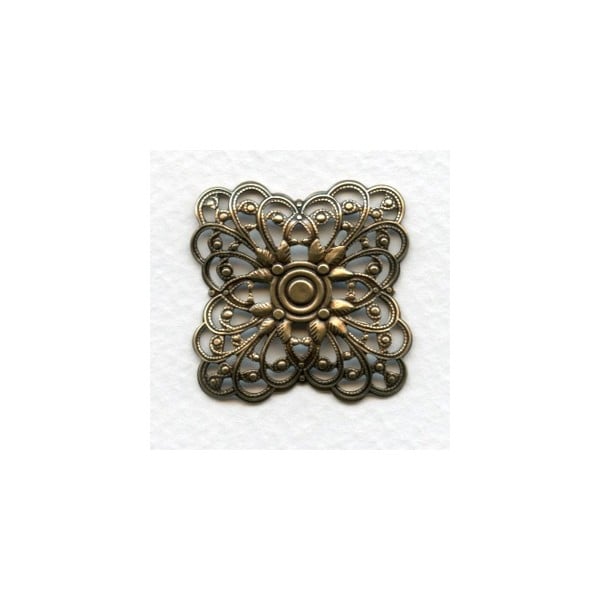 Filigree Squares Great Size 31mm Oxidized Brass (3)