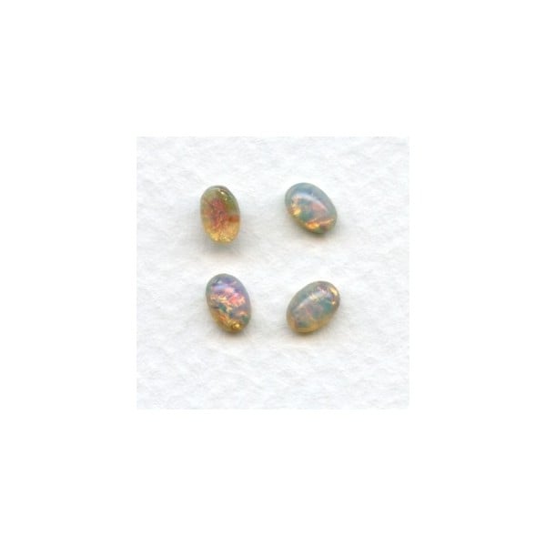 Pink Fire Opal Glass Cabochons 6x4mm (4)