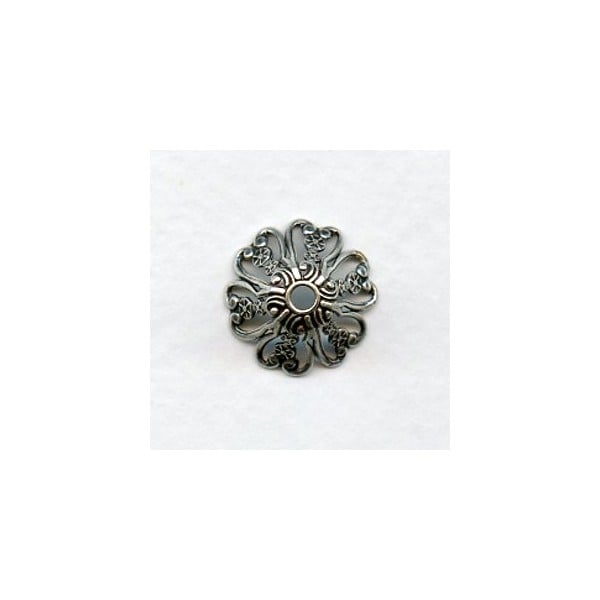 Ornate Filigree Bead Caps 15mm Oxidized Silver (6)
