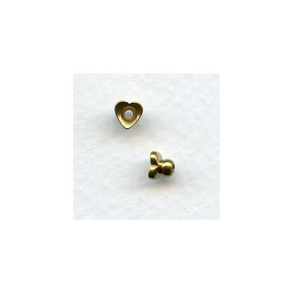 Heart Shaped Solid Raw Brass Bead Caps (24)