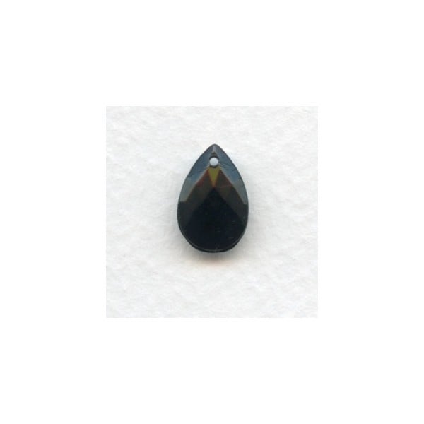 Briolette Jet 13x8.5mm Pear Shape Glass Pendant