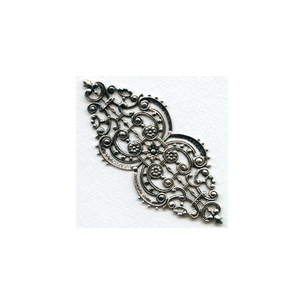Elegant Oval Filigree Oxidized Silver 4 Inches (1)