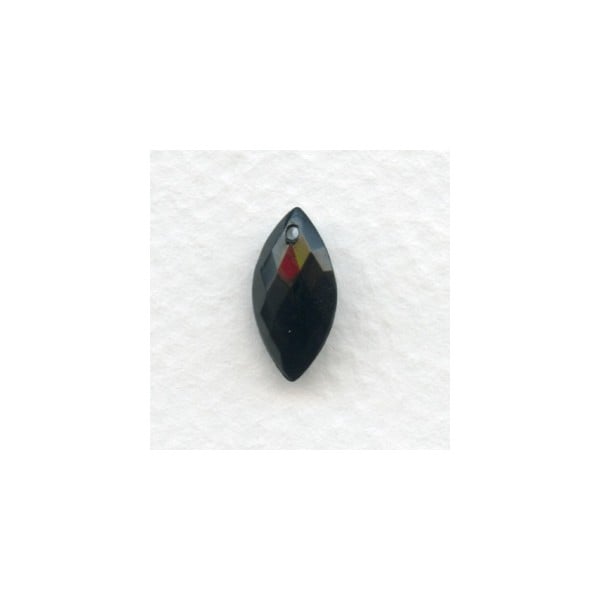 Jet Briolette Marquis Shape Glass Pendant 14x7mm