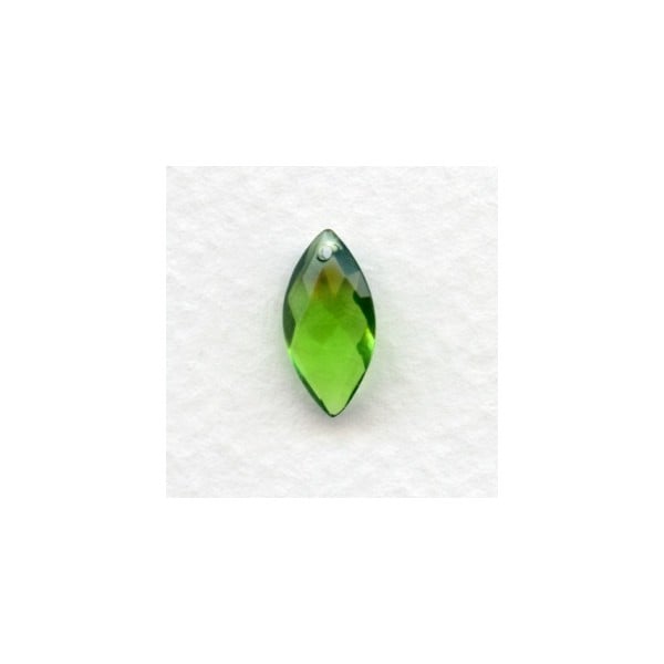 ^Briolette Marquis Shape Glass Pendant Olivine 14x7mm