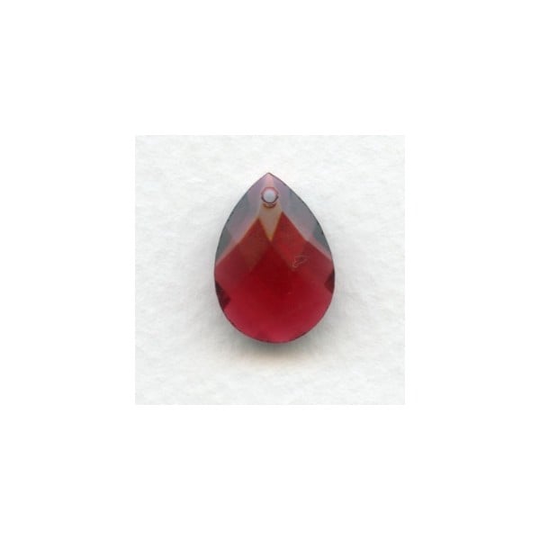 Briolette Garnet Pear Shape Glass Pendant 18x13mm