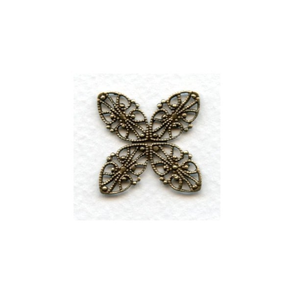 Four Corner Filigrees 24mm Oxidized Brass (6)