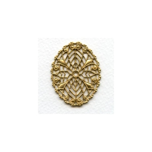 Elegant Oval Filigree Raw Brass 45x35mm (1)