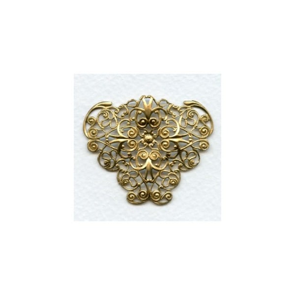 Ornate Filigree 47mm Triangle Shape Raw Brass (1)