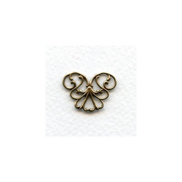 Corner or Connector 21mm Filigree Oxidized Brass (6)