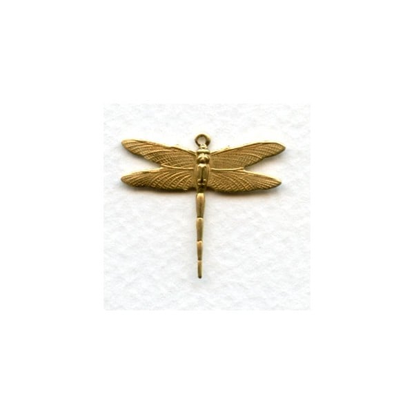 Medium Dramatic Dragonflies 26mm Raw Brass (6)