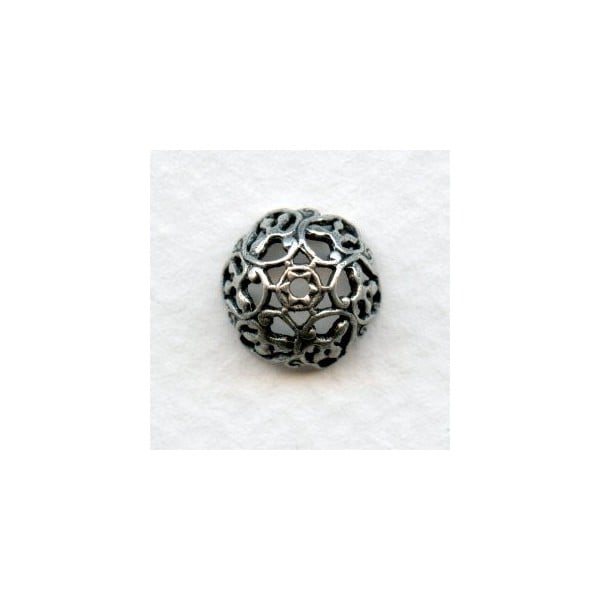 Elaborate Filigree Bead Caps 9mm Oxidized Silver (6)