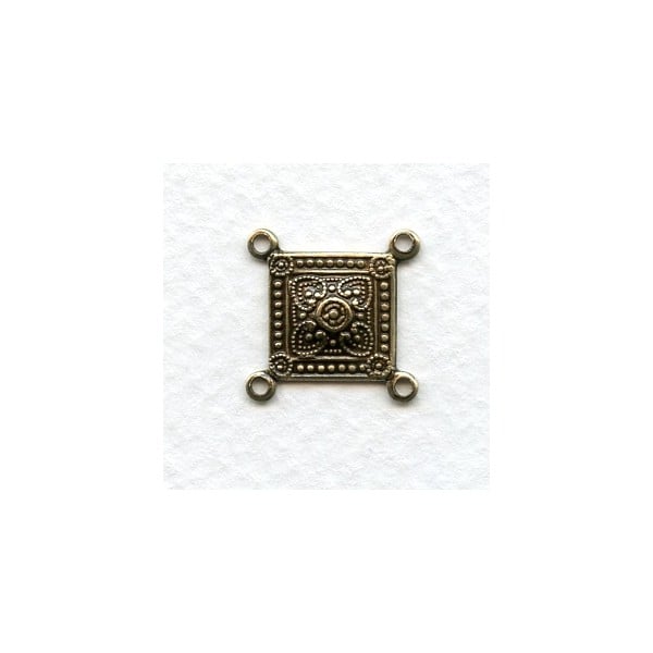 Ornate Square Connector with 4 Loops Oxidized Brass (6)