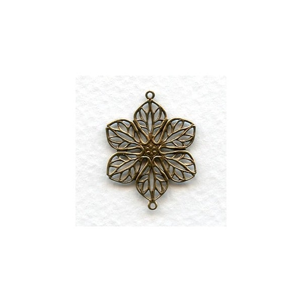 Filigree Flower Connectors Oxidized Brass (6)