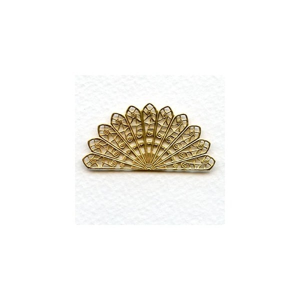 Filigree Fan Shape Raw Brass 44mm (6)