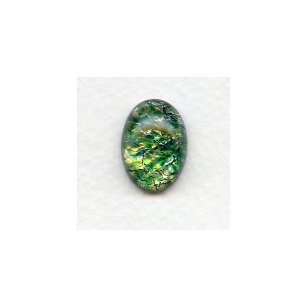 Green Glass Opal Cabochon Handmade 18x13mm (1)