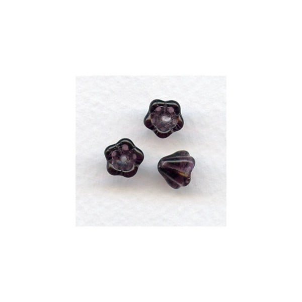 ^Dark Opal Amethyst Glass Bead Caps Tulip Beads 6x8mm