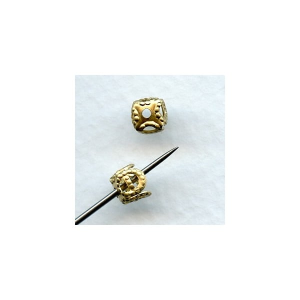 Square Filigree 5mm Bead Caps Raw Brass (24)