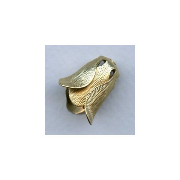 Trumpet Flower Double Layer Bead Caps Raw Brass 18mm (4)