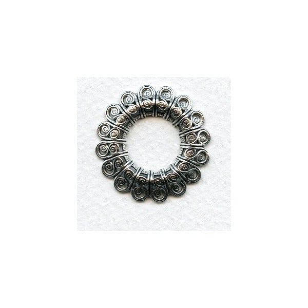 Filigree Raised Frame Button Mount Oxidized Silver 29mm (1)
