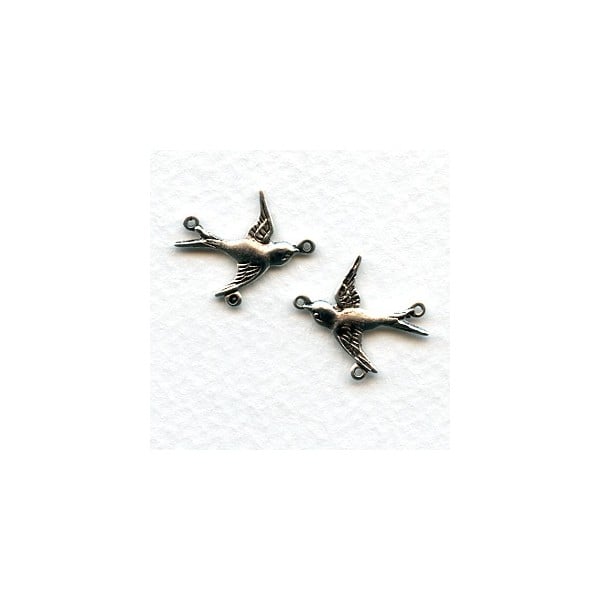 Flying Bird 3-Ring Connectors Oxidized Silver (6 pairs)