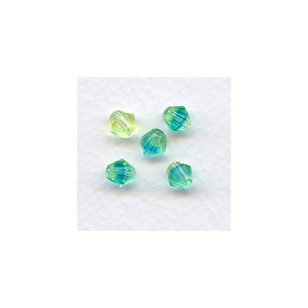 Lime and Aqua Faceted Bicone Glass Beads 6mm