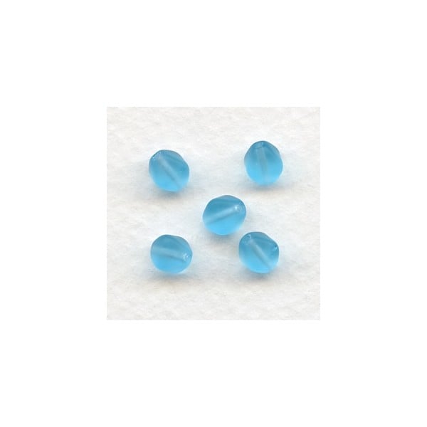 Matte Aqua Square Bicone Glass Beads 6x6mm