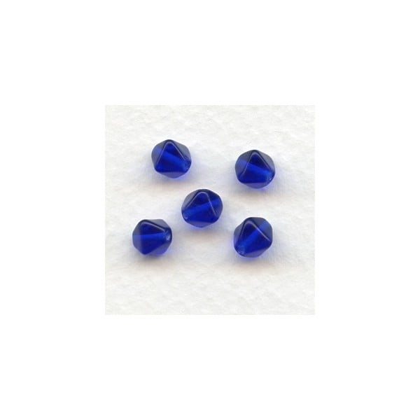 ^Cobalt Blue Square Bi-Cone Glass Beads 6x6mm