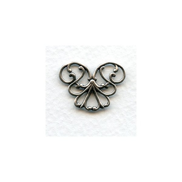 Corner or Connector 21mm Filigree Oxidized Silver (6)