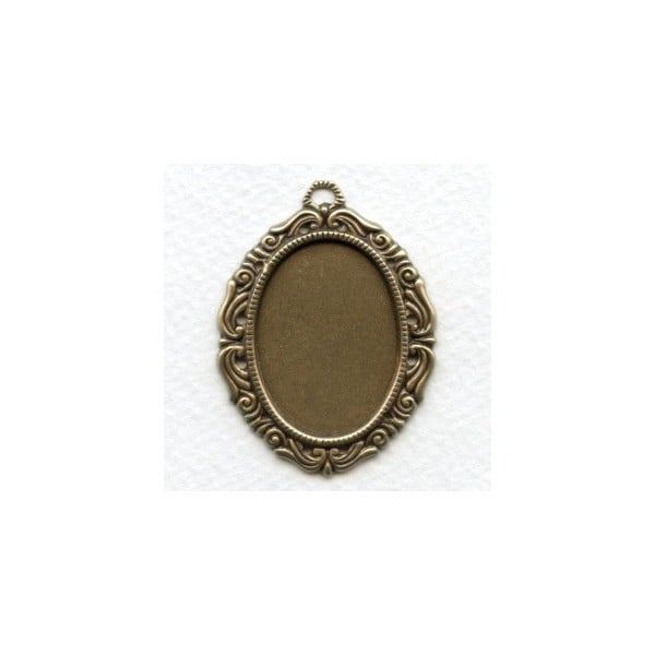 Ornate Oxidized Brass Setting for 30x22mm Flat Backs (2)