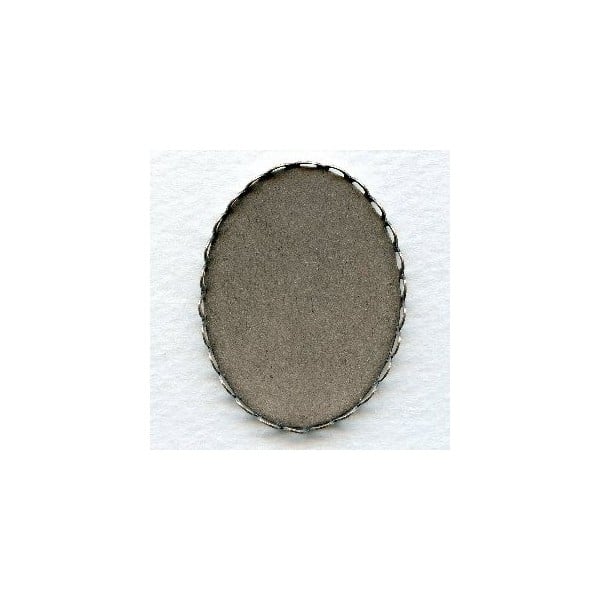 Lace Edge Settings 30x22mm Oxidized Silver (6)